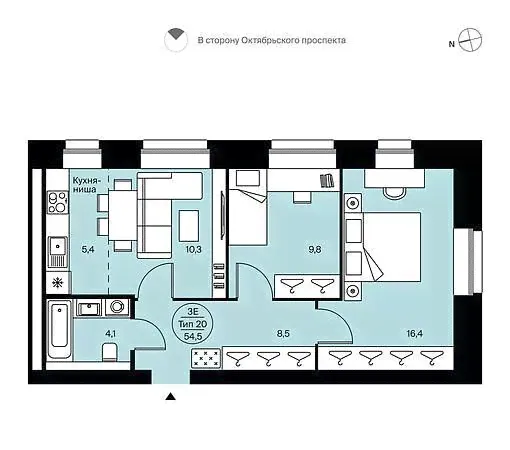 Продам трехкомнатную квартиру вторичку 54.0 м² этаж 8/14 город Сыктывкар Орбита улица Петрозаводская 45 «Урман» жилой комплекс-3